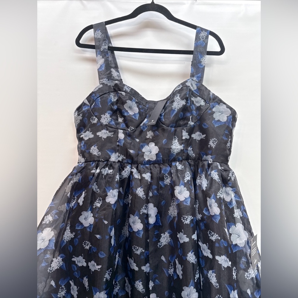 NWT Lulus Delightful Look Black Floral Print Bustier Midi Skater Dress Sz‎ XXL - Picture 5 of 16